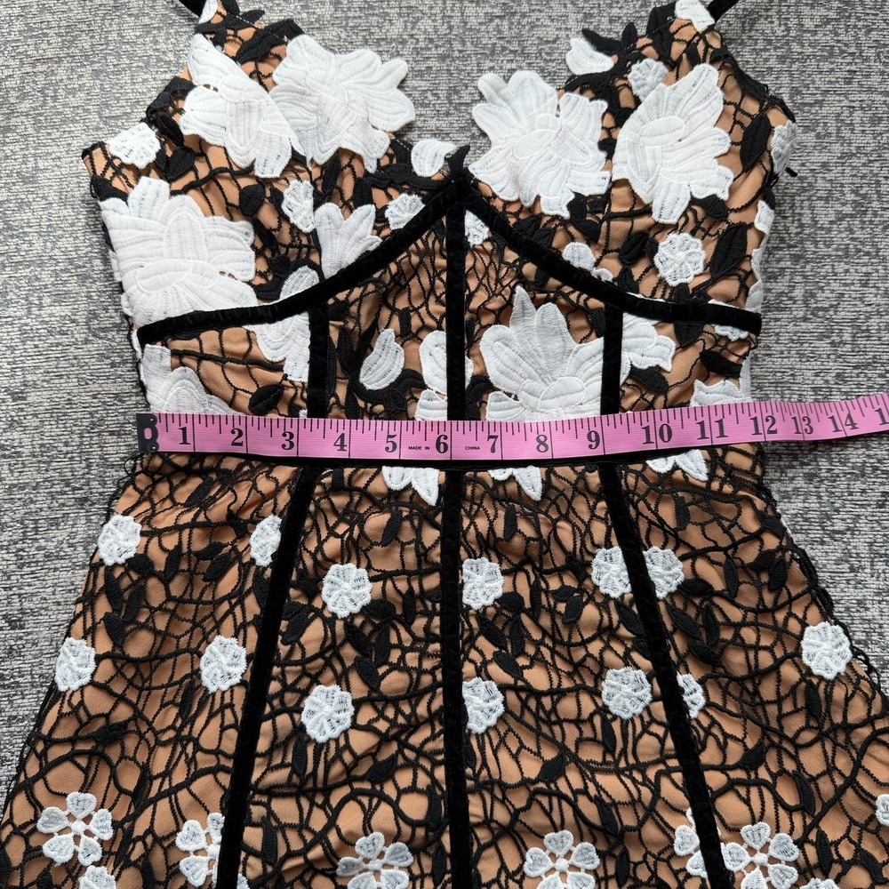 NWT ELLIATT Pembroke Lace Corset Mini Dress Black Nude 3D Floral Bustier XXS 0 - Picture 14 of 16